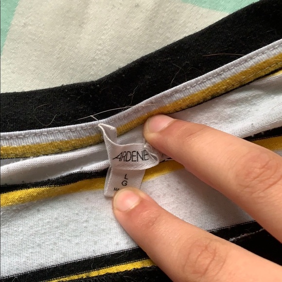 STRIPED YELLOW, BLACK, WHITE TEE - Picture 2 of 4